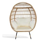 Fauteuil Œuf à poser Ravigarden Nino - Rotin / Blanc