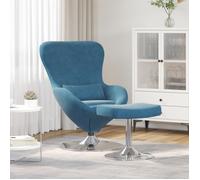 Fauteuil ouf avec repose pieds en velours bleu