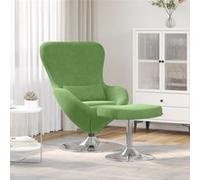 Fauteuil ouf avec repose pieds en velours vert clair