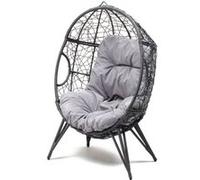 Fauteuil œuf sur pied en résine gris effet rotin JANE CONCEPT USINE Gris G