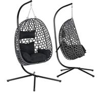 Fauteuil Œuf Suspendu Chaise Hamac Balançoire avec Support en Métal Coussin de Siège et Appui-tête Charge 150 kg 102x100x196cm
