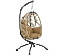 Fauteuil Oeuf Suspendu Balancelle Pliable Avec Coussin Et Support Beige