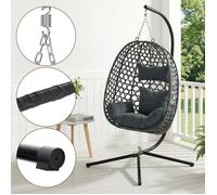 Fauteuil Œuf Suspendu - WOLTU Chaise Hamac Balançoire - Support en Métal - Charge 150kg - Gris