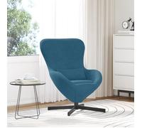 vidaXL Fauteuil œuf Velours Lounge Moderne – Chaise pivotante ergonomique pour salon – Bleu