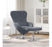Fauteuil - Œuf - Velours gris foncé - 1 place - Accoudoirs inclus