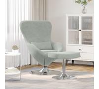 vidaXL Fauteuil œuf pivotant avec pouf – velours gris clair – moderne