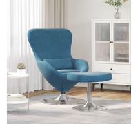 Fauteuil ?Uf Vidaxl Avec Repose-Pieds En Velours Bleu