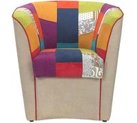 Fauteuil - Valentina - Patchwork - Beige - Bois - Design Contemporain
