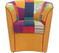 Fauteuil - Valentina - Patchwork - Jaune - Bois - Design Contemporain