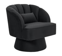 Fauteuil veloucs salon pivotant à 360 °,Canapé 1Places salon avec coussin moelleux,Chaise de relaxation salon Confortable avec Striped Back pour salon,chambre coucher,bureau(70x70x70 cm,Noir)