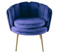 Fauteuil Arrondi en Velours "Dabren" 80cm Bleu