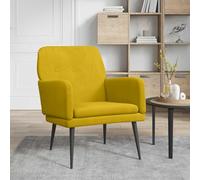 Fauteuil Velours Jaune Confortable pour Salon et Bureau, Fauteuil Relax avec Accoudoirs, Dossier Incliné Assise Profonde, 62x79x79 cm, Charge Max 110 kg, Tissu Doux et Cadre Métal Stable