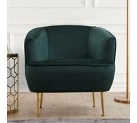 Davis fauteuil velours vert - pieds dorés
