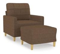 Fauteuil vidaXL avec repose-pied en Tissu Marron 60 cm Marron G