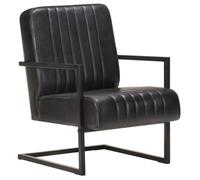 Vidaxl Chaise De Canapé Cantilever Noir Cuir Véritable