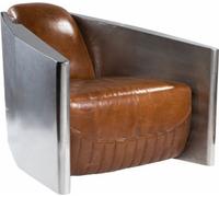 Fauteuil vintage en cuir marron cuir véritable fauteuil rétro design fauteuil club aluminium neuf