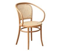 Fauteuil Vintage en rotin, Fauteuil de Loisirs en Osier Naturel for Chambre à Coucher, Salon de Lecture, Balcon, détente(Wood Color)