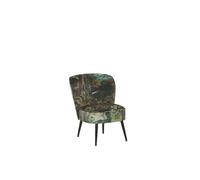 Beliani Fauteuil Bas sans Accoudoirs en Tissu Vert avec Imprimé Jungle Multicolore Rembourrage Épais et Confort Optimal pour Salon Rétro et Moderne
