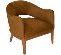 Fauteuil vintage en velours côtelé camel - Longueur 78 x Profondeur 74 x Hauteur 75,5 cm - PEGANE - G