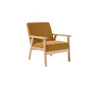 sweeek - Fauteuil Vintage/scandinave Structure en Bois et contreplaqué et Assise en Velours côtelé Coloris Moutarde