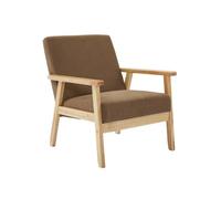 Fauteuil vintage / scandinave structure en bois et contreplaqué et assise en velours côtelé taupe
