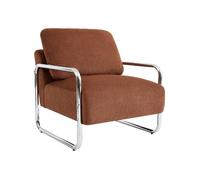 Fauteuil vintage tissu chenille armature chromée brique - Joe
