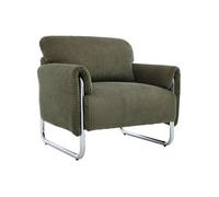Fauteuil vintage velours côtelé armature chromée kaki - Vintage