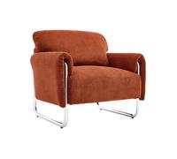 Fauteuil vintage velours côtelé armature chromée terracotta - Vintage