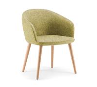 Fauteuil visiteur ADRIA Tissu laine et polyamide Vert Accoudoirs Dossier Pieds Bois en hêtre