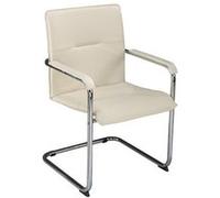 Fauteuil visiteur simili cuir Rumba - ivoire