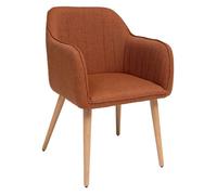 Atmosphera - Fauteuil Visoca Ambre, Tissu Texturé et Pieds en Bois, L 60 x P 57 cm - pour Salle à Manger, Salon, Bureau