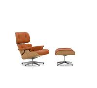 Fauteuil Vitra Eames avec Repose-pieds Châtaignier/Calma Cognac/ Aluminium