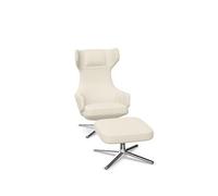 Fauteuil Vitra Grand Repos avec Repose-pieds, Coloris Ivoire Mélange/ Chrome