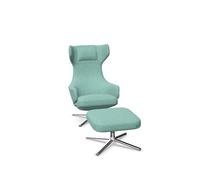 Fauteuil Vitra Grand Repos avec Repose-pieds Dumet Bleu Pâle/émeraude/ Chrome
