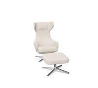 Fauteuil Vitra Grand Repos avec Repose-pieds Nubia Ivoire/Perle/ Chrome