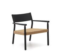 Fauteuil Yalia en bois massif de chêne 100% FSC avec finition noire et assise en corde de papier