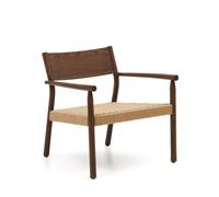 Fauteuil Yalia en bois massif de chêne 100% FSC finition noyer et assise en corde de papier
