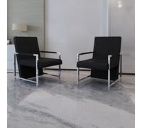 Fauteuils 2 Pcs Avec Cadre Chromé Noir Similicuir Noir
