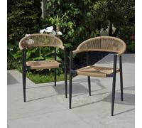 Fauteuils alu anthracite et corde tressée naturelle casamance (lot de 2)
