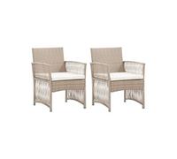 Fauteuils de jardin avec coussins 2 pcs Beige Résine tressée