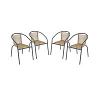 sweeek - Fauteuils de Jardin Structure métallique Anthracite et résine Couleur Naturelle. Traitement antirouille. Lot de 4 TONALA