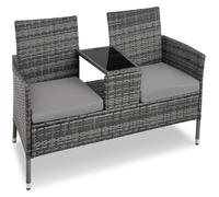 Fauteuils de jardin - TECTAKE - Canapé de jardin NARBONNE 2 places, en rotin résistant aux UV, 133 x 63 x 84 cm - Gris/Gris Clair