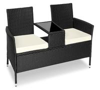 Fauteuils de jardin - TECTAKE - Canapé de jardin NARBONNE 2 places, en rotin résistant aux UV, 133 x 63 x 84 cm - Noir/Beige