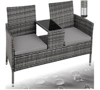 Fauteuils de jardin - TECTAKE - Canapé de jardin TOULOUSE 2 places résistant aux UVs 131 x 59 x 82 cm - Gris/Gris Clair