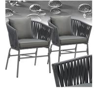 Fauteuils de jardin - TECTAKE - Ensemble de 2 chaises VALEIRAS effet corde tressée avec housses amovibles 60 x 61 x 77 cm - Gris