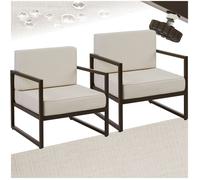 Fauteuils de jardin - TECTAKE - Lot de 2 chaises COMOSA pour jardin, house amovible et déperlante, structure acier revêtu - Beige
