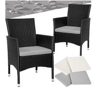 Fauteuils de jardin - TECTAKE - Lot de 2 chaises de jardin en rotin NANTES set de 2 housses inclus - Noir/Beige