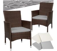 Fauteuils de jardin - TECTAKE - Lot de 2 chaises de jardin NANTES en rotin, set de 2 housses résistant UV inclus - Marron/Beige