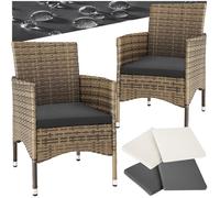 Fauteuils de jardin - TECTAKE - Lot de 2 chaises de jardin en rotin NANTES set de 2 housses inclus - Marron Naturel/Gris Foncé