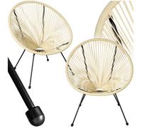 Fauteuils de jardin - TECTAKE - Lot de 2 chaises de jardin SANTANA avec Cordage élastique en polyéthylène 70,5 x 69 x 78 cm - Beige